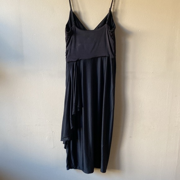 BCBG Maxazria Evening Dress Size Small Black Drape MIDI Spaghetti Strap Dress - Picture 7 of 7